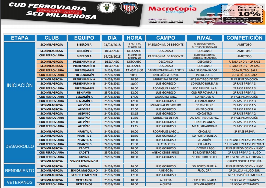 horarios 24 y 25 de marzo