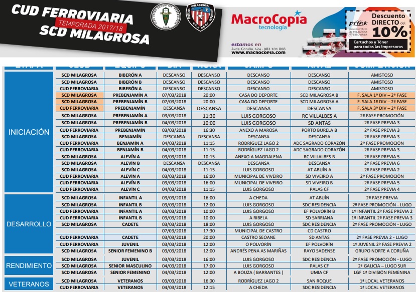 horarios 3 y 4 marzo