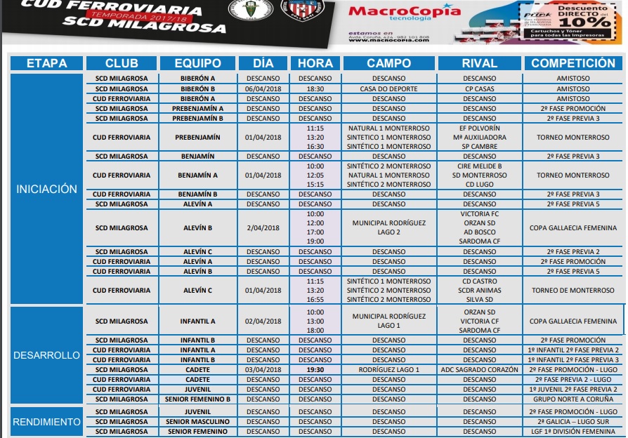 horarios 31 y 1 de marzo