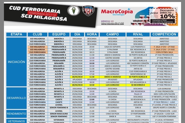 horarios Mila