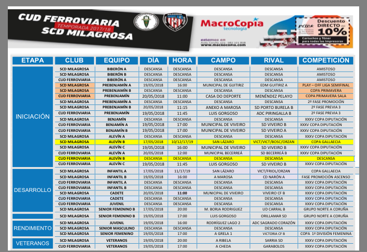 horarios 19 y 20 Mila